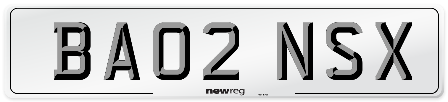 BA02 NSX Number Plate from New Reg